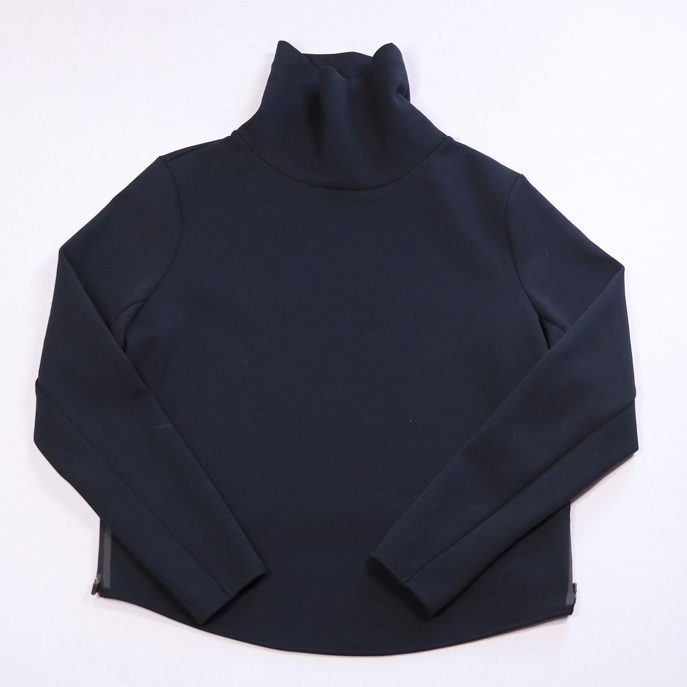 Nike Therma Mock Neck Tech Fleece Sweatshirt Women Size M Black High Low Hem Zip